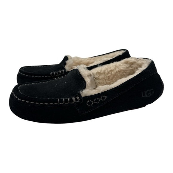 UGG Black and Cream Shearling Moccasins UGG Women's Ansley Slipper size 6 - Picture 7 of 10